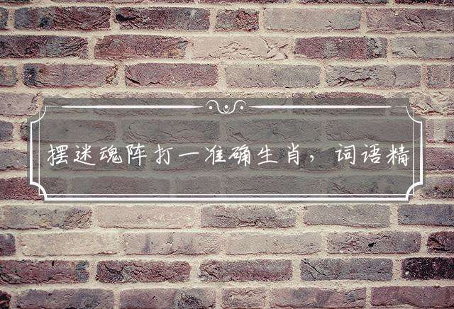 摆迷魂阵打一准确生肖，词语精选落实