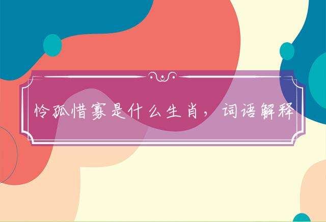 怜孤惜寡是什么生肖，词语解释落实