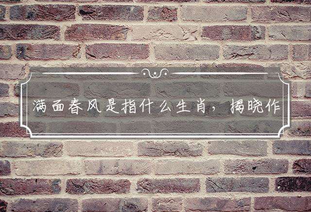 满面春风是指什么生肖，揭晓作答落实